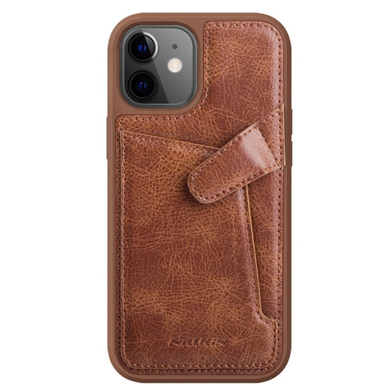 Picture of Nillkin Nillkin Aoge Leather Case elastyczne pancerne etui z prawdziwej skóry z kieszonką iPhone 12 mini brązowy