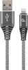 Изображение Gembird USB Male - Lightning Male Premium cotton braided 1m Space Grey/White