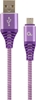 Изображение Gembird USB Male - Micro USB Male Premium cotton braided 1m Purple/White