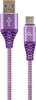 Изображение Gembird USB Male - USB Type C Male Premium cotton braided 2m Purple/White