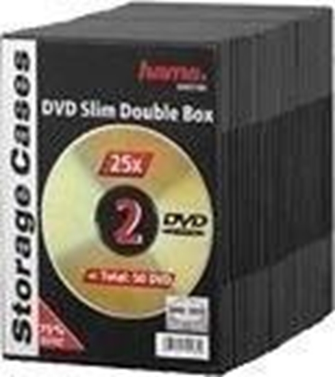 Изображение Hama Slim DVD Double Jewel Case pack of 25, black          51185