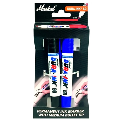 Изображение Marķieris Dura-Ink 60 melns, zils, 2gab.