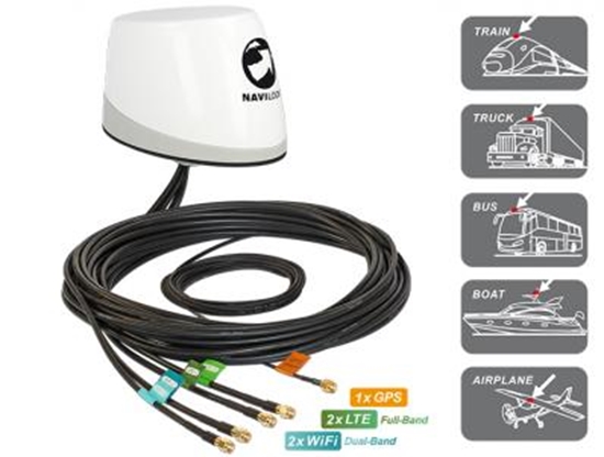 Изображение Navilock NL-400 Multiband GNSS LTE-MIMO WLAN-MIMO IEEE 802.11 acahbgn Antenne 5 x RP-SMA omnidirektional roof mount outdoor