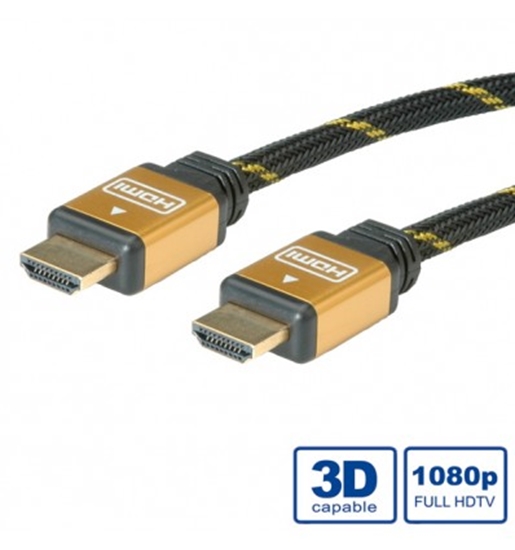 Изображение ROLINE GOLD HDMI HS kabelis  ar tīklu,  4K, 3840x2160 @30Hz,  M-M 20 m