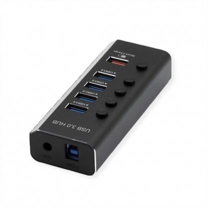 Изображение ROLINE USB 3.2 Gen 1 Hub, 4 Ports + 1x Charging Port, Switchable