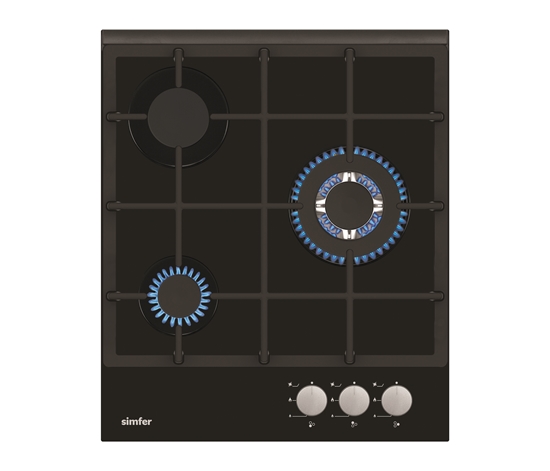 Picture of Simfer | Hob | H4.305.HGSSP | Gas on glass | Number of burners/cooking zones 3 | Rotary knobs | Black