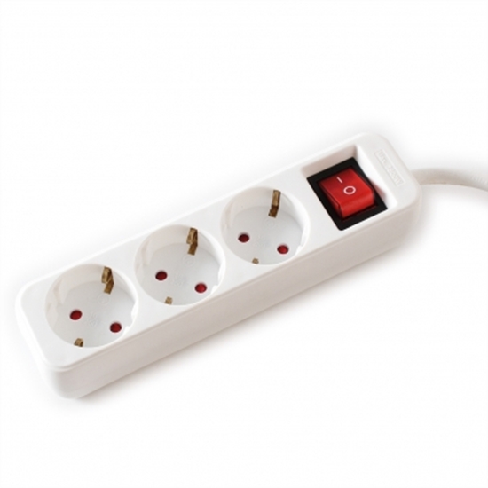 Picture of VALUE Power Strip, 3-way, with Switch, white, 10 m