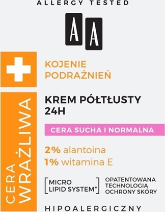 Изображение AA Cera Wrażliwa Kojenie Podrażnień półtłusty krem do cery suchej i normalnej 50ml