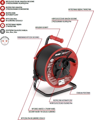 Attēls no Acar Przedłużacz bębnowy Acar M01904 50m czarny