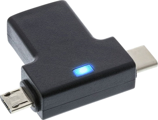 Picture of Adapter USB InLine microUSB - USB + USB-C Czarny  (35804)