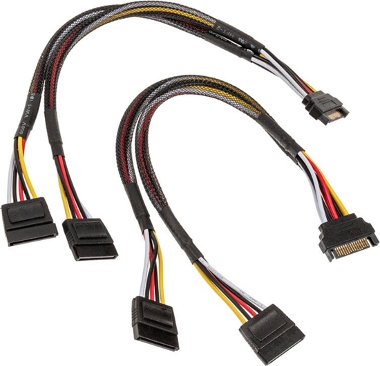 Изображение Akasa SATA 15-pin - SATA 15-pin x2, 0.3m, Czarny (AK-CBPW05-KT02)