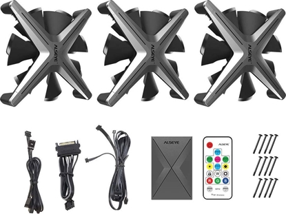 Изображение ALSEYE ALSEYE X12 kit 120x120x30 mm case fan (gray, 3-pack, control unit, remote control)