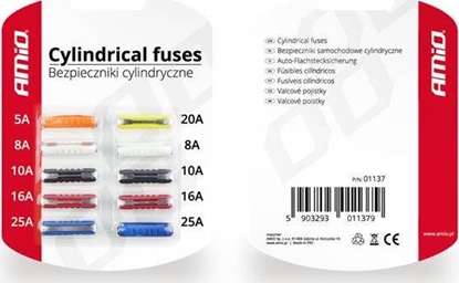 Изображение AMiO Bezpieczniki samochodowe cylindryczne 10szt.