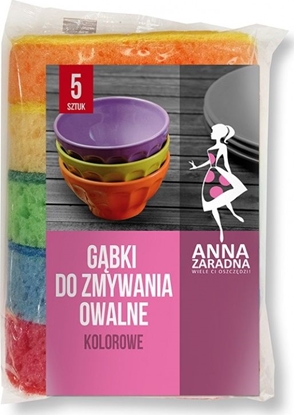 Picture of Anna Zaradna Gąbki do zmywania ANNA ZARADNA, owalne kolorowe, 5szt., mix