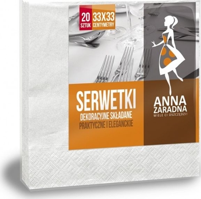 Picture of Anna Zaradna Serwetki ANNA ZARADNA, trójwarstwowe, składane, 33x33cm, 20 szt., białe, biały