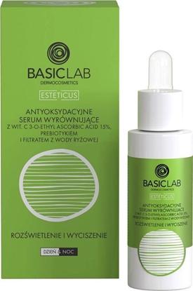 Picture of Basiclab Esteticus antyoksydacyjne serum wyrównujące z Wit.C 15% prebiotykiem i filtrem z wody ryżowej 30ml