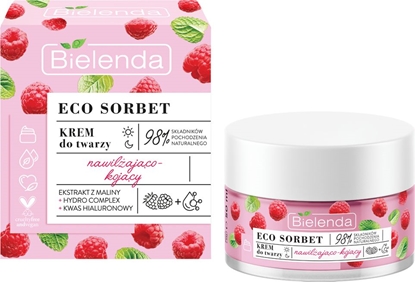 Attēls no Bielenda BIELENDA Eco Sorbet KREM DO TWARZY nawilżająco-kojący MALINA + KWAS HIALURONOWY