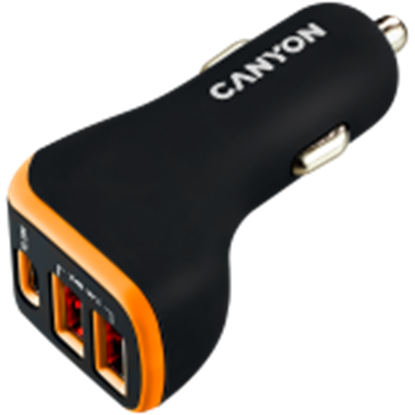 Изображение CANYON C-08, Universal 3xUSB car adapter, Input 12V-24V