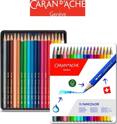 Изображение Caran d`Arche Kredki CARAN D'ACHE Fancolor, metalowe pudełko, 18 szt.