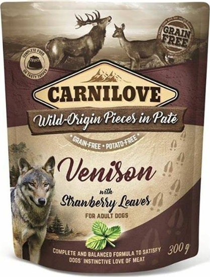 Picture of Carnilove Carnilove Dog Pouch Venison Strawberry - bezzbożowa mokra karma dla psa, dziczyzna z truskawką, saszetka 300g uniwersalny