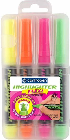 Picture of Centropen TEXTMARKER CENTROPEN 8542 KOLOR MIX 4SZT FLEXI ZAKREŚLACZ MIĘKKA KOŃCÓWKA 4 SZT