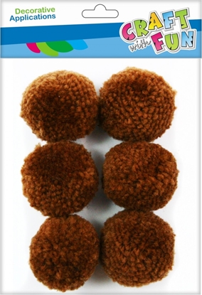 Изображение Craft with Fun CF OZDOBA DEK POMPON WELNA 4CM/6SZT BRAZ 12/144