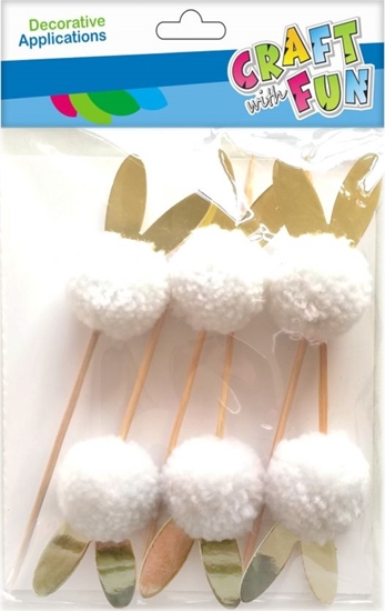 Изображение Craft with Fun OZDOBA DEK POMPON NA PATYKU 6SZT CF 12/144