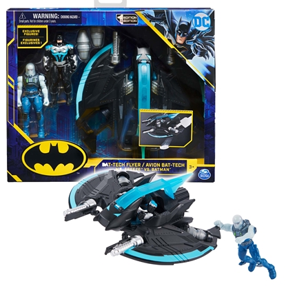 Attēls no DC Comics Batman Bat-Tech Flyer with 4-inch Exclusive Mr. Freeze and Batman Action Figures