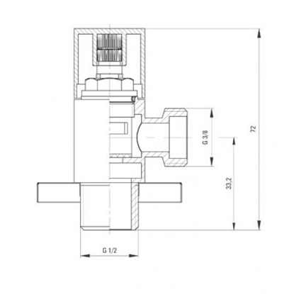 Изображение Deante Zawór kątowy z głowicą ceramiczną 1/2"x3/8"  (VFA B62S)