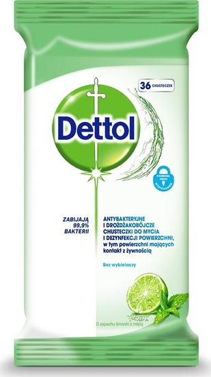 Picture of Dettol DETTOL_Antybakteryjne i drożdżakobójcze chusteczki do mycia i dezynfekcji powierzchni Limonka Mięta 36szt