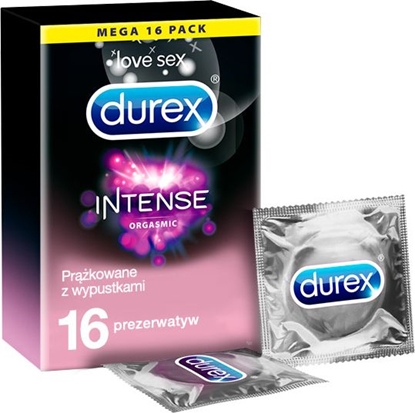 Attēls no Durex  DUREX_Intense Orgasmic prążkowane prezerwatywy z wypustkami i żelem stymulującym 16szt
