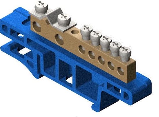 Picture of Elektro-Plast Listwa zaciskowa na szynę 7-torowa niebieska TH35 N LZ-7/N (0920-00)