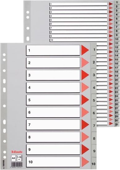 Изображение Esselte Przekładki do segregatora A4 Maxi PP szare (10K397C)