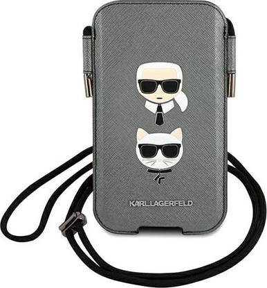 Attēls no Etui na tablet Karl Lagerfeld Karl Lagerfeld Torebka KLHCP12LOPHKCG 6,7" szary/grey hardcase Saffiano Ikonik Karl&Choupette Head