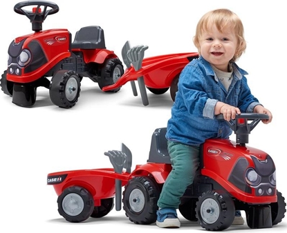 Attēls no Falk FALK Traktorek Baby Case IH Ride-On Czerwony z Przyczepką + akc. od 12 miesięcy