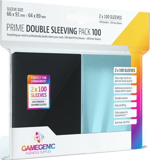 Изображение Gamegenic Gamegenic: Prime Double Sleeving Pack (66x91 mm/64x89 mm) 2x100 sztuk