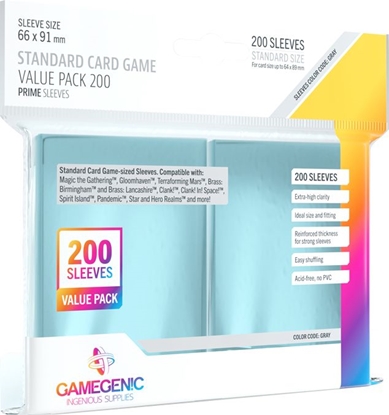 Изображение Gamegenic Gamegenic: Prime Value Sleeving Pack (66x91 mm) 200 sztuk, Clear