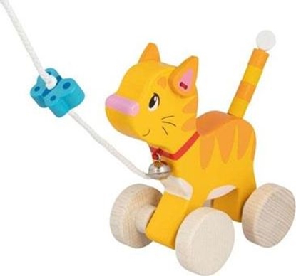 Picture of Goki Drewniana zabawka do ciągnięcia kot