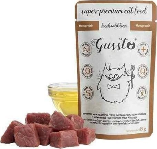 Изображение GUSSTO GUSSTO sasz.85g FRESH WILD BOAR /8 Pokarm dla kota z DZICZYZNĄ