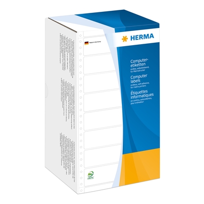 Изображение HERMA Computer labels continous 147.32x99.2 mm 1 row white perforated paper matt 3000 pcs.