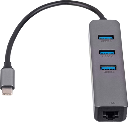 Attēls no HUB USB Akyga 1x RJ-45  + 3x USB-A 3.0 (AK-AD-66)