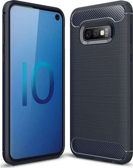 Изображение Hurtel Carbon Case elastyczne etui pokrowiec Samsung Galaxy S10e niebieski uniwersalny