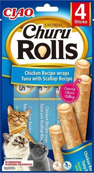 Picture of Inaba Foods Churu Rolls Chicken Tuna With Scallop 40g, przysmak dla kota