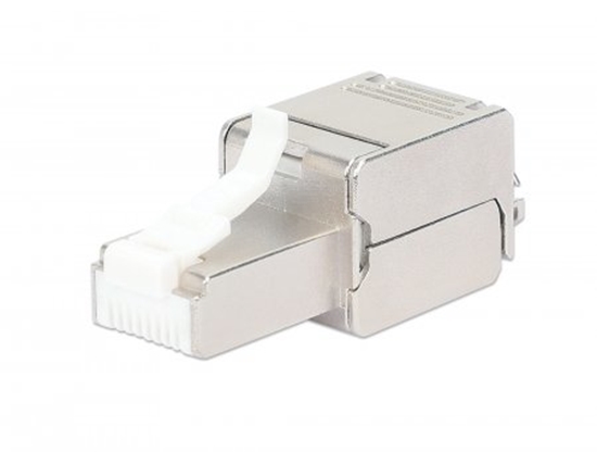 Picture of Intellinet Cat6a 10G Shielded Toolless RJ45 Modular Field Termination Plug, For Easy and Quick High-quality Cable Assembly in the Field, STP, for Solid & Stranded Wire, Gold-plated Contacts, Metal Housing