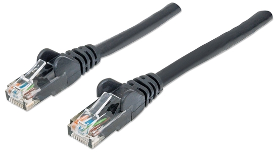 Picture of Intellinet Network Patch Cable, Cat6, 1.5m, Black, CCA, U/UTP, PVC, RJ45, Gold Plated Contacts, Snagless, Booted, Lifetime Warranty, Polybag