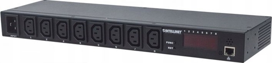 Picture of Intellinet 19" Intelligent 8-Port PDU, 19" Rackmountable C13 Intelligent Power Distribution Unit; Monitors Power, Temperature and Humidity (Euro 2-pin plug)