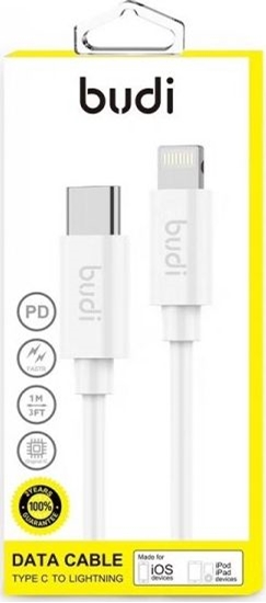 Picture of Kabel USB Budi USB-C - Lightning 1 m Biały (BD195)