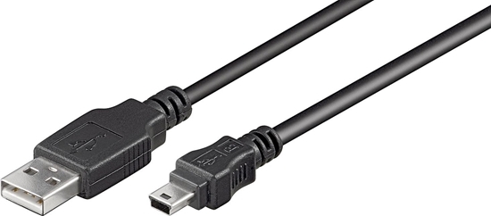 Изображение Goobay 50767 USB 2.0 Hi-Speed cable, black, 1.8 m | Goobay | USB-A to mini-USB