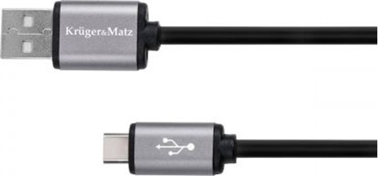 Изображение Kabel USB Kruger&Matz USB-A - USB-C 1 m Czarny (KM1239)