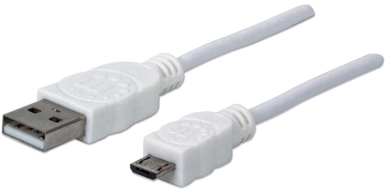 Изображение Kabel USB Manhattan USB-A - microUSB 0.3 m Biały (326537)